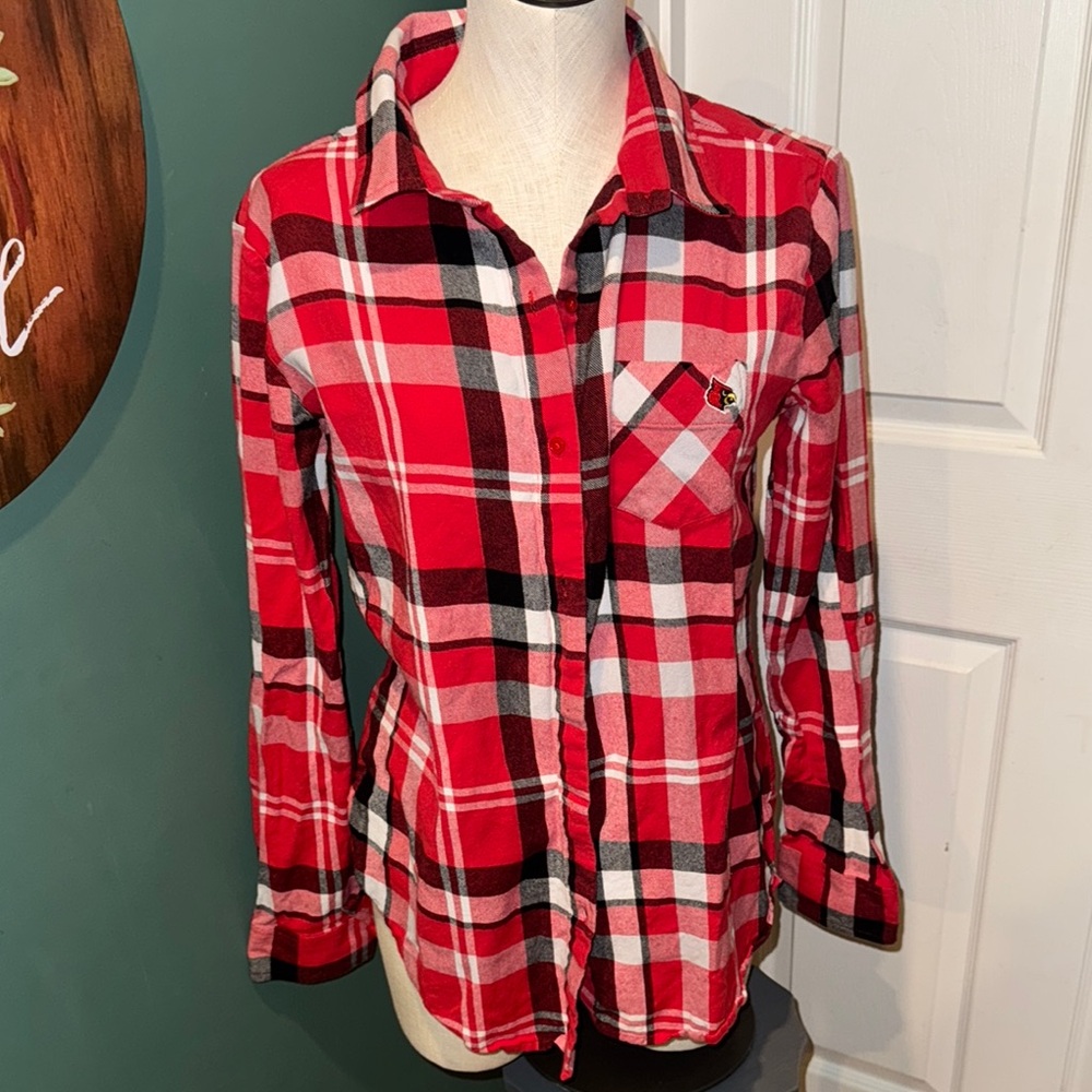Women’s‎ St Louis Cardinals Red Plaid Button-Up Shirt